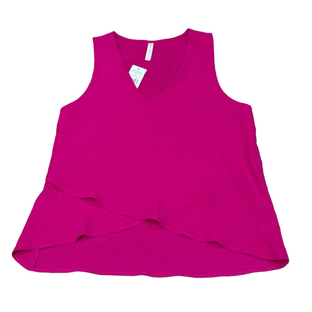 NWT Mia & Tess tiered tank top V-neck Medium Pink flowy Business Casual Vacation